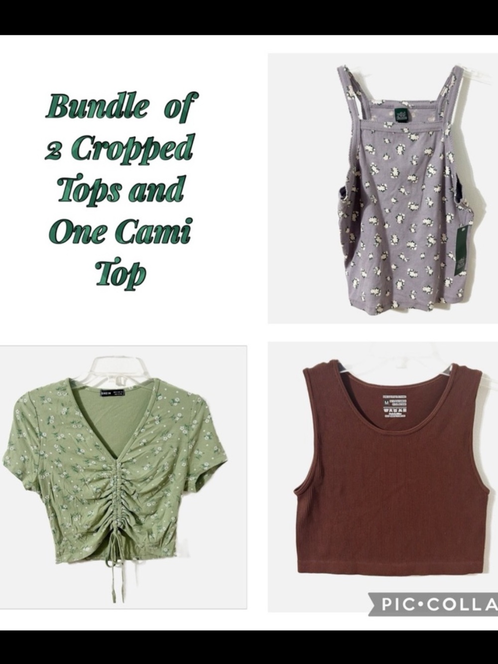 Wild Fable + Shein + PrettyLittleThing Ribbed Tops Bundle Floral & Solid Crop